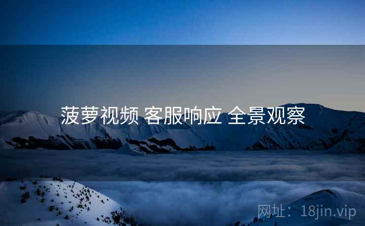 菠萝视频 客服响应 全景观察