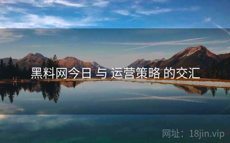 黑料网今日 与 运营策略 的交汇